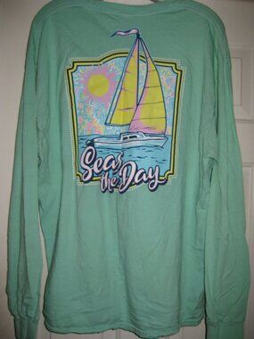 Benny & Belle Long Sleeve Teal XL "Seas The Day" Shirt